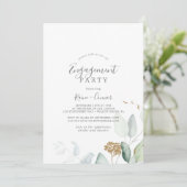 Airy Greenery en Gold Leaf Engagement Party Kaart (Staand voorkant)