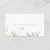 Airy Greenery en Gold Leaf Flat Wedding Plaatskaartje (Voorkant)
