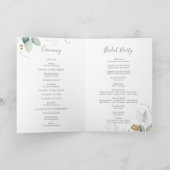 Airy Greenery en Gold Leaf Folded Wedding Programma (Binnen)