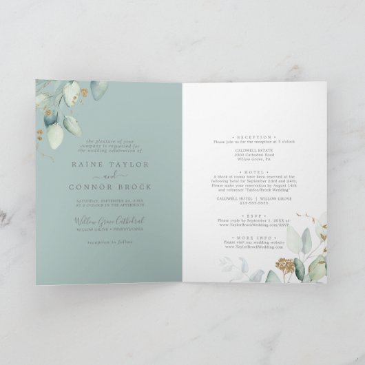 Airy Greenery en Gold Leaf Formal Folded Wedding (Binnen)