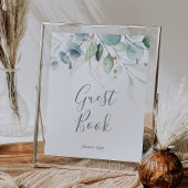 Airy Greenery en Gold Leaf Guest Book Sign Poster