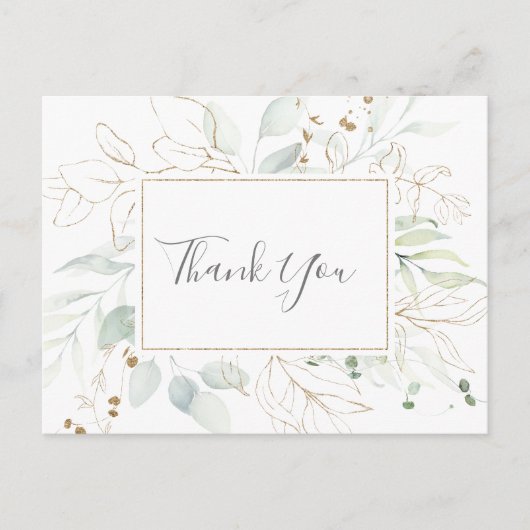 Airy Greenery en Gold Leaf Hartelijk dank Briefkaa Briefkaart (Voorkant)
