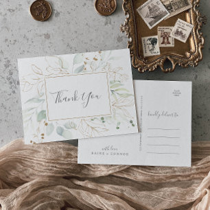 Airy Greenery en Gold Leaf Hartelijk dank Briefkaa Briefkaart
