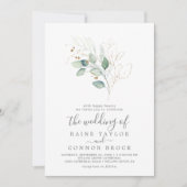 Airy Greenery en Gold Leaf het huwelijk van Kaart (Voorkant)