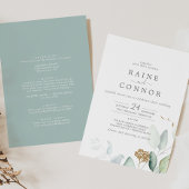 Airy Greenery en Gold Leaf in één bruiloft Kaart