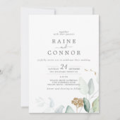 Airy Greenery en Gold Leaf in één bruiloft Kaart (Voorkant)