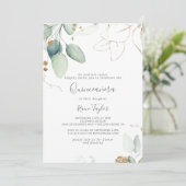 Airy Greenery en Gold Leaf Quinceañera Kaart (Staand voorkant)
