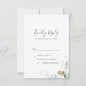 Airy Greenery en Gold Leaf Simple RSVP-kaart RSVP Kaartje (Voorkant)