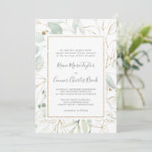 Airy Greenery en Gold Leaf Traditional Wedding Kaart (Staand voorkant)