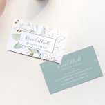 Airy Greenery en Gold Leaf Visitekaartje<br><div class="desc">Dit airy greenery en gouden blades visitekaartje is perfect voor een kleine bedrijfseigenaar,  consultant,  stylist en nog veel meer! Het elegante botanische ontwerp is voorzien van licht en luchtachtig waterverf eucalyptus,  geaccentueerd met witte glitterbladeren.</div>