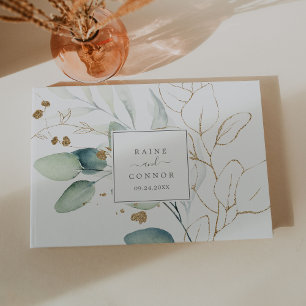 Airy Greenery en Gold Leaf Wedding Gastenboek