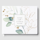 Airy Greenery en Gold Leaf Wedding Gastenboek (Voorkant)