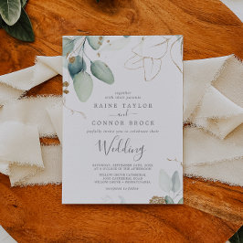 Airy Greenery en Gold Leaf Wedding Kaart