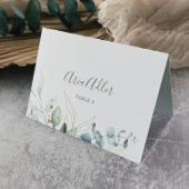 Airy Greenery en Gold Leaf Wedding Place Cards Kaart