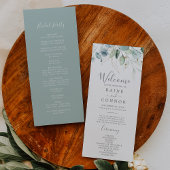 Airy Greenery en Gold Leaf Wedding Programme Programmakaart