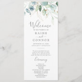 Airy Greenery en Gold Leaf Wedding Programme Programmakaart (Voorkant)