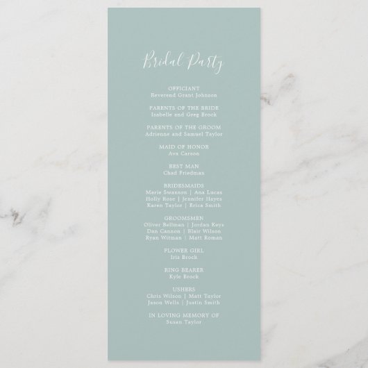 Airy Greenery en Gold Leaf Wedding Programme Programmakaart (Achterkant)