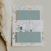Airy Greenery en Gold Leaf Wedding Uitnodigingen Wikkel