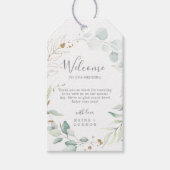 Airy Greenery en Gold Leaf Wedding Welcome Cadeaulabel (Voorkant)