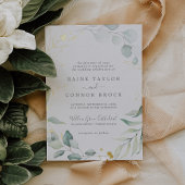 Airy Greenery en Ppress Gold Foil Leaf Wedding Folie Uitnodiging