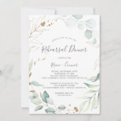 Airy Greenery & Gold Leaf Wreath Rehearsal Dinner Kaart (Voorkant)