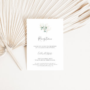 Airy Greenery & Gold Wedding Reception Kaart invoe