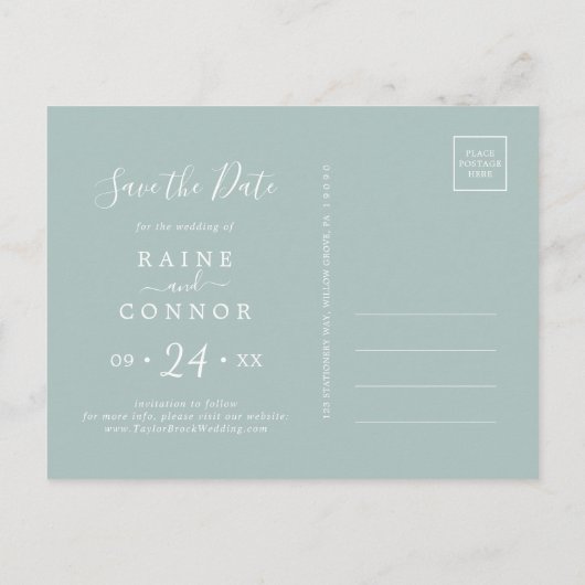 Airy Greenery Horizontal Save the Date Briefkaart (Achterkant)