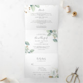 Airy Greenery | Leaf Back Wedding All in One Drieluik Uitnodiging (Binnen)