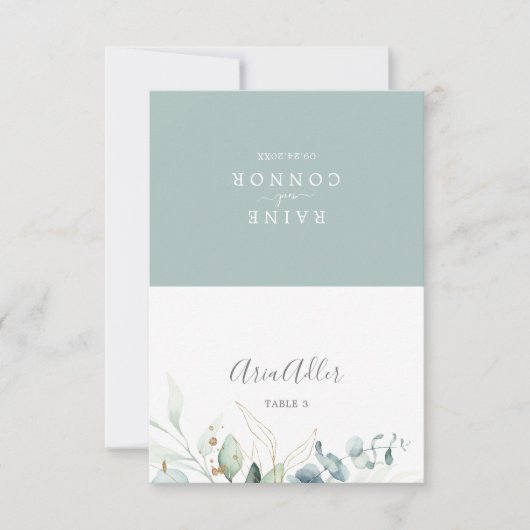 Airy Greenery Printable Wedding Place Kaarten (Voorkant)