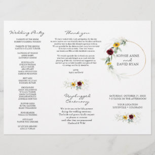 Airy Greenery Sunflower Burgundy Fall Wedding Flyer
