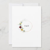 Airy Greenery Sunflower Burgundy Gold Wedding Kaart (Achterkant)