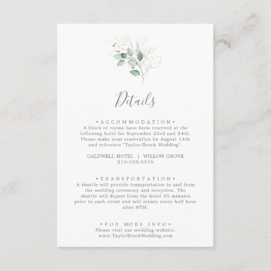 Airy Greenery Wedding Details Enclosure Kaart (Voorkant)