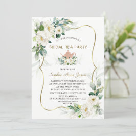 Airy Greenery White Flowers Gold Vrijgezellenfeest Kaart