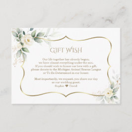 Airy Greenery White Rose Gold Wedding Gift Wish Informatiekaartje