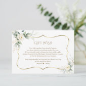 Airy Greenery White Rose Gold Wedding Gift Wish Informatiekaartje (Staand voorkant)