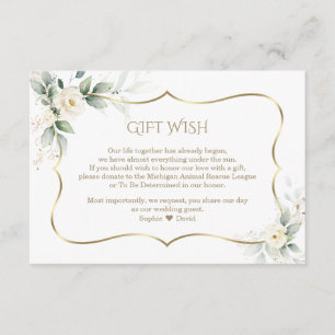 Airy Greenery White Rose Gold Wedding Gift Wish Informatiekaartje