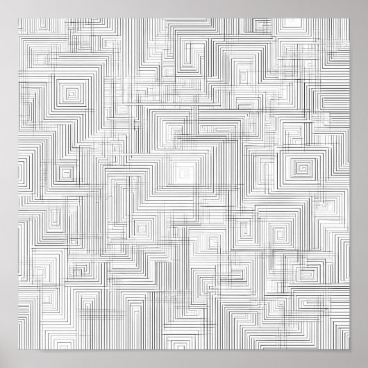 Airy Layered Labyrinth Decoupage Template Line Art Poster (Voorkant)