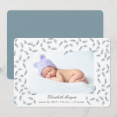 Airy Leaves blue | geboortenbekendmakingskaart (Voorkant / Achterkant)