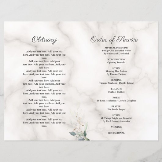 Airy Leaves Memorial Service Photo Program (Achterkant)