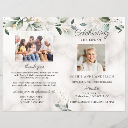 Airy Leaves Memorial Service Photo Program (Voorkant)