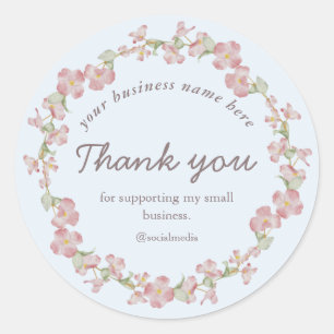 Airy light roze Dogwood wreatest Bedankt voor je w Ronde Sticker