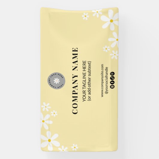 Airy Light Yellow White Daisy Border Event Spandoek (Verticaal)