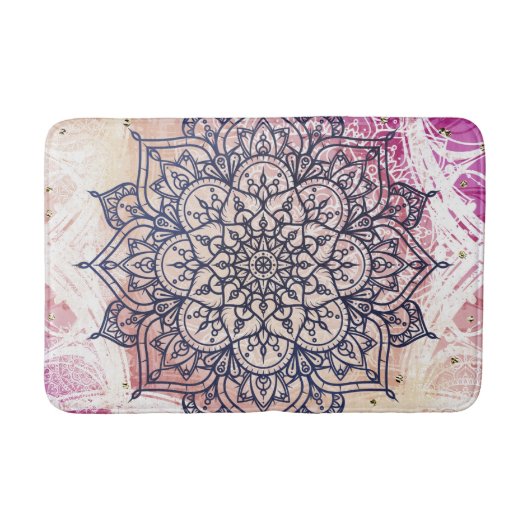 Airy Mandala Happy Pink Paars Yellow Blue & Gold Badmat (Voorkant)