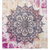 Airy Mandala Happy Pink Paars Yellow Blue & Gold Douchegordijn (Voorkant)