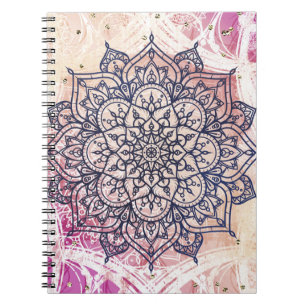 Airy Mandala Happy Pink Paars Yellow Blue & Gold Notitieboek
