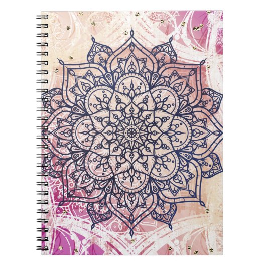 Airy Mandala Happy Pink Paars Yellow Blue & Gold Notitieboek (Voorkant)