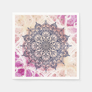 Airy Mandala Happy Pink Paars Yellow Blue & Gold Servet