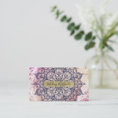 Airy Mandala Happy Pink Paars Yellow Blue & Gold Visitekaartje (Staand voorkant)