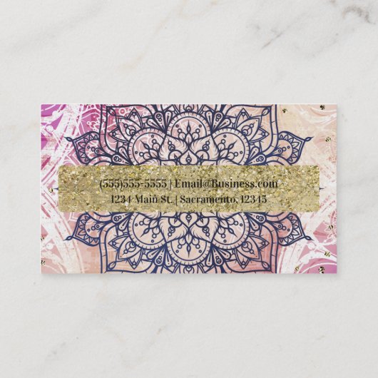 Airy Mandala Happy Pink Paars Yellow Blue & Gold Visitekaartje (Achterkant)