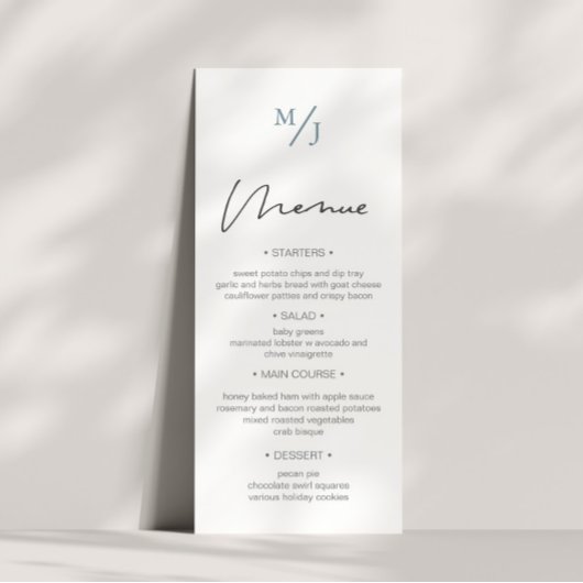 Airy Pastel ⎥ bruiloft diner menu uitnodiging